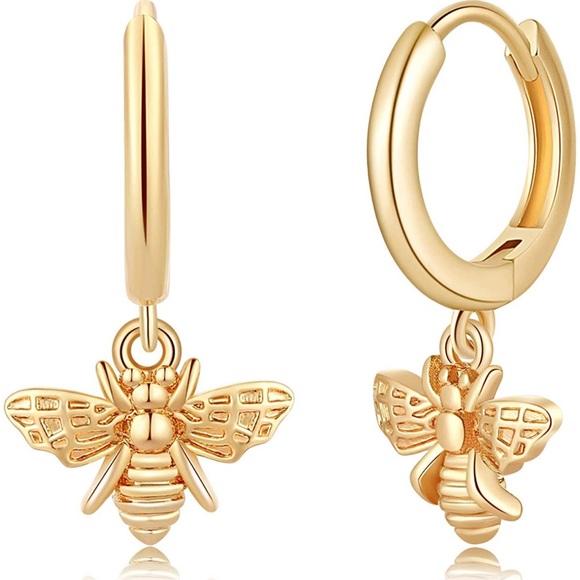 Jewelry - 14K Gold Plated Bee Huggie Hoop Earrings
